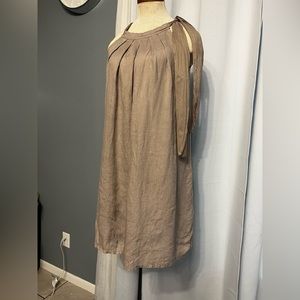 Bellambria Women’s Brown 100%linen Short Sleeveless Made In Italy dress Sze XS